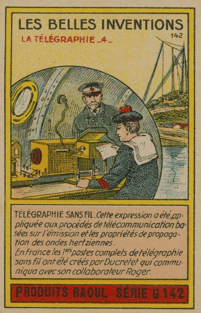 Mooie uitvindingen kaart, telegrafie door French School