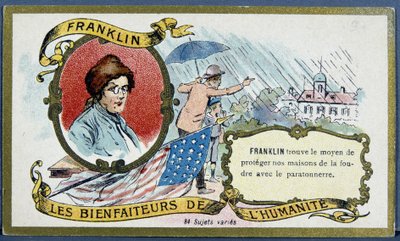 Benjamin Franklin, Amerikaans politicus en natuurkundige (1706-1790) en de bliksemafleider door French School