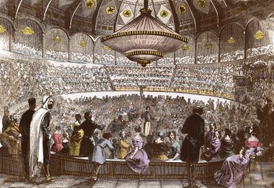 Berlioz dirigeert zijn concert op 19 januari 1845 in Cirque Olympique in Parijs - Hector Berlioz (1803-1869), in de zaal van het Olympisch Circus van de Champs Elysées in Parijs door French School
