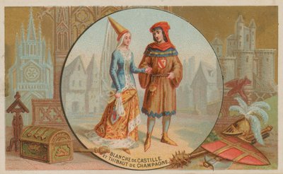 Blanche van Castilië en Thibaut van Champagne door French School