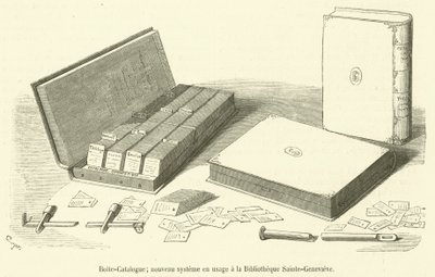 Catalogusdoos, nieuw systeem in gebruik in de Bibliotheek Sainte-Genevieve door French School