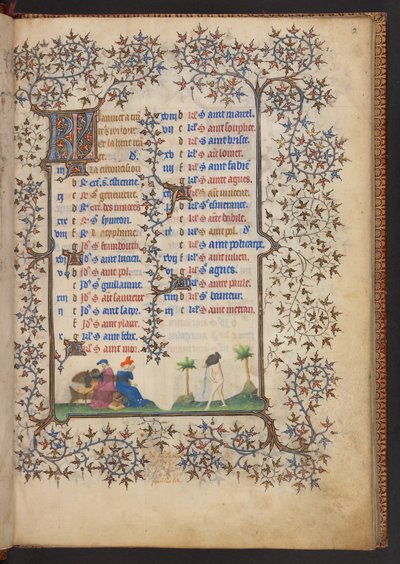 Getijdenboek, Add MS 32454 f.2r, Frankrijk door French School