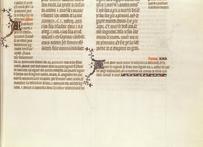 Onderkant van een pagina zonder miniatuur, uit De Bijbel van Jean de Sy, ca.1355 door French School
