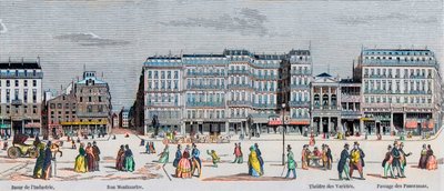 Boulevard Poissonniere en Boulevard Montmartre - bazaar van industrie - Rue Montmartre - Théâtre des Variétés en passage des Panoramas - Gravure in 