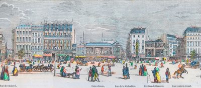 Boulevard des Italians zuidkant en Boulevard des Capucines zuidkant - Rue de Choiseul - Bains chinois - Rue de la Michodiere - Pavillon de Hanover - Rue Louis-le-Grand - Gravure in 