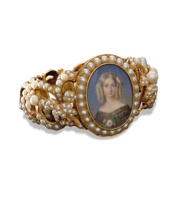 Armband met een miniatuur van Marie, hertogin van Aumale door French School
