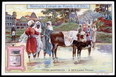 Bruiloftsfeesten in Benares, India - chromo. Liebig, v. 1895 door French School