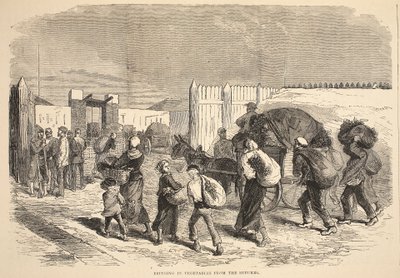 Groenten uit de buitenwijken halen, illustratie uit Cassells Geschiedenis van de Oorlog tussen Frankrijk en Duitsland, 1870-1871 door French School