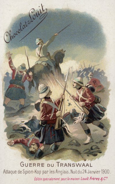 Britse troepen vallen Spion Kop aan in de nacht van 24 januari 1900 door French School