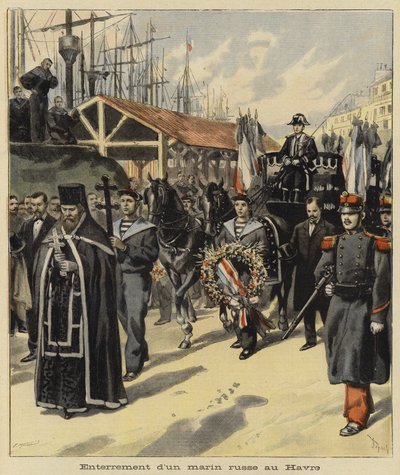 Begrafenis van een Russische matroos in Le Havre, Frankrijk, 1897 door French School