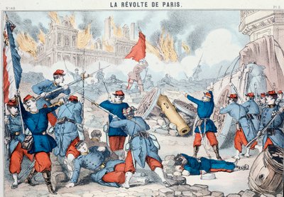 Brand en vernietiging van het stadhuis van Parijs door de Communards, mei 1871 door French School