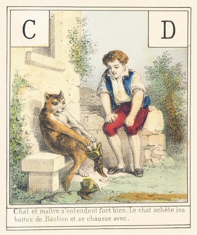 C D: Kat en meester kunnen het goed vinden De kat knoppen Bastien