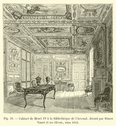 Kabinet van Hendrik IV in de bibliotheek van het Arsenaal, versierd door Simon Vouet en zijn leerlingen, rond 1643 door French School