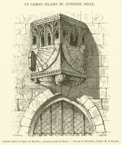 Zonnewijzer in de kerk van Rouelles, arrondissement van Le Havre door French School