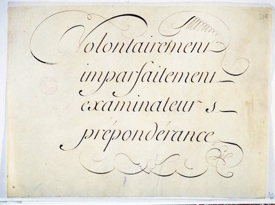 Calligrafie: manuscriptstuk rond 1670 door Andre Francois Roland. 
