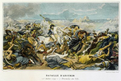 Campagne (Expeditie) van Egypte (1798-1801): Joachim Murat (1767-1815) tijdens de Slag bij Aboukir op 25 juli 1799 waarbij Bonaparte de Turken in zee dreef door French School