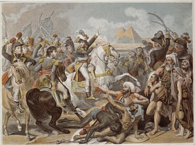 Campagne (Expeditie) van Egypte (1798-1801): Napoleon bij de Slag om de Piramides (21 juli) door French School