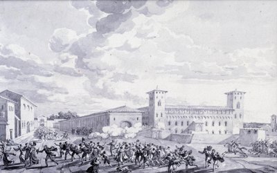 Campagne van Italië: uitzicht op de opstand van de stad Parijs tegen de Franse bezetting in Mei 1796 door French School