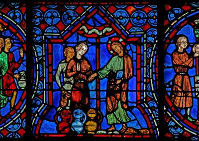 Bruiloft te Kana: Christus verandert water in wijn door French School