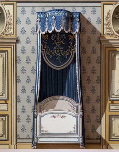 Hemelbed, decoratief ontwerp voor slaapkamerwanden door French School