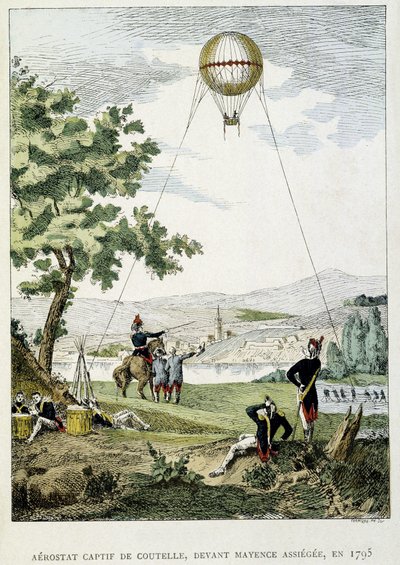 Gevangen aerostaat door Jean Marie Joseph Coutelle (1748-1835), voor Mainz belegerd door French School