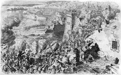 Inname van Lagny door Farnese in 1590, naar een oude gravure. In 