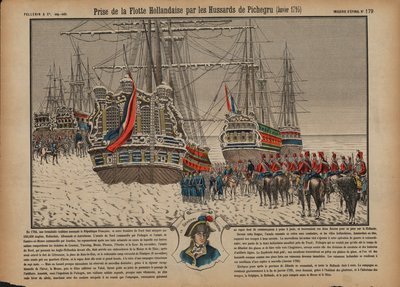 Inname van de Nederlandse vloot op het bevroren IJsselmeer door Franse huzaren onder bevel van Generaal Pichegru, januari 1795 door French School