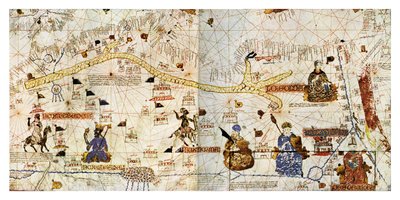 Karavaanroutes van de Sahara in 1413, uit 