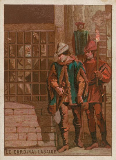 Kardinaal Jean La Balue in de gevangenis in 1469 door French School