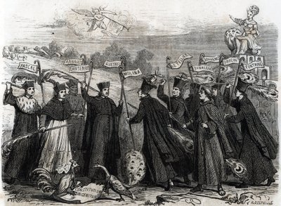 Karikatuur over Unigenitus, een apostolische constitutie in de vorm van een pauselijke bul uitgevaardigd door paus Clemens XI in 1713, die de laatste fase van de Jansenistische controverse in Frankrijk opende, 1713 door French School