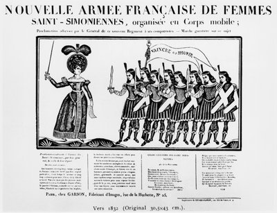 Karikatuur van het nieuwe Franse leger van Saint-Simoniaanse vrouwen door French School