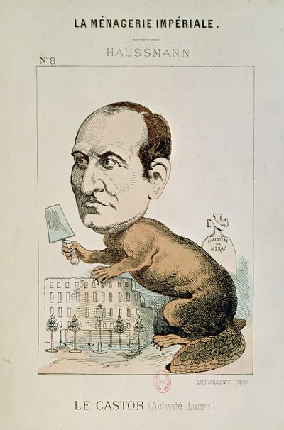 Karikatuur van Baron Georges Eugene Haussmann (1809-91) als een Bever, uit 