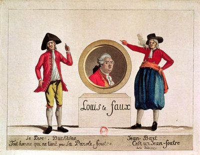 Karikatuur van Lodewijk XVI, Louis le Faux, uit Le Pere Duchesne, juni 1791 door French School