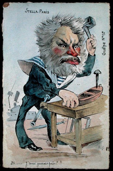 Karikatuur van de minister van Marine, Camille Pelletan (1846-1915) uit de serie 