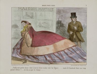 Karikatuur van de crinoline, uit Modes Pour Rire door French School