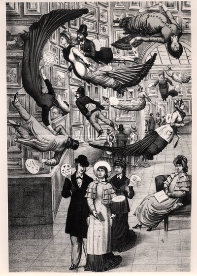 Karikatuur van bezoekers aan de Paris Salon van 1880 door French School