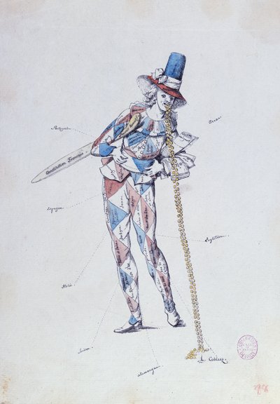 Satirische karikatuur van Franse aristocratische emigranten, c.1792 door French School