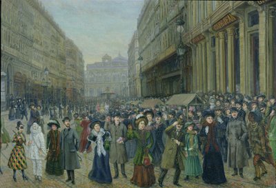 Carnaval in Lille (olieverf op doek) door French School