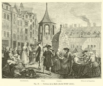 Marktplein van de Halle, eind 18e eeuw door French School