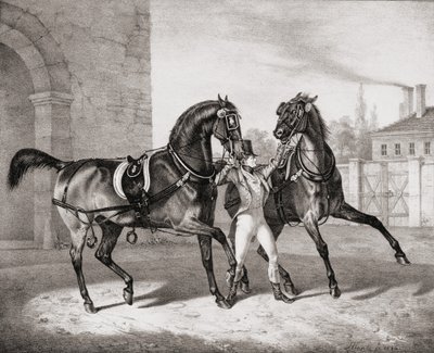 Koetspaarden voor de koning van Engeland, 1836 door French School