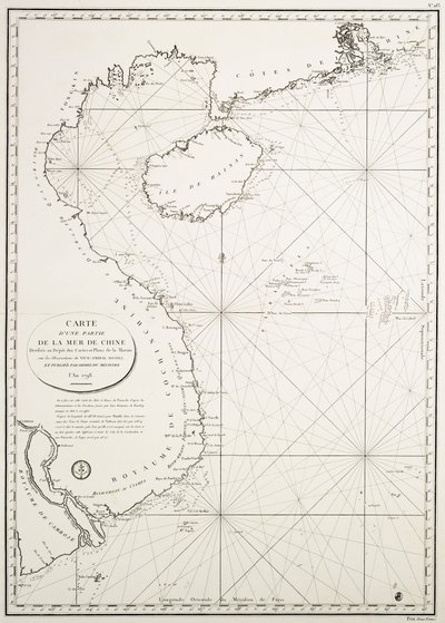 Kaart van een deel van de Zuid-Chinese Zee opgesteld bij het Depot van Kaarten en Plannen van de Marine, op de waarnemingen van Vice-Admiral Rosili, en gepubliceerd in opdracht van de Minister. het jaar 1798. door French School