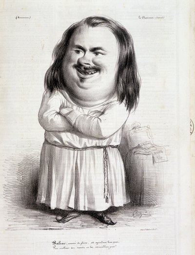 Cartoon door Honoré de Balzac en monnik - in 
