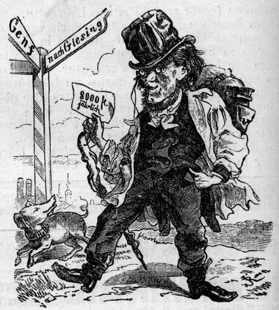 Cartoon van de Duitse componist Richard Wagner (1813-1883) door French School