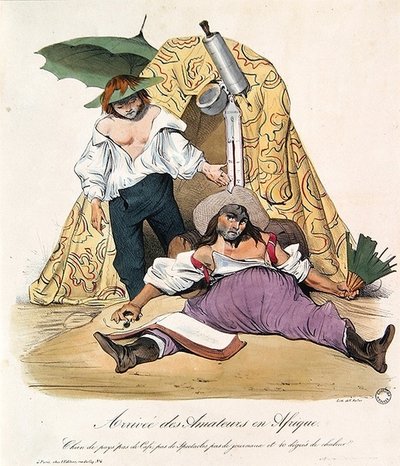 Cartoon die Franse kunstenaars in Algerije belachelijk maakt, c.1830 door French School