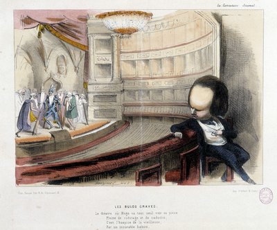 Cartoon over Victor Hugo en het theater door French School