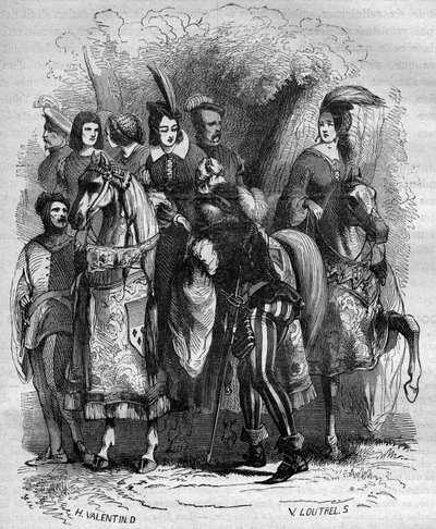 Zaak van de Toren van Nesle: Prinses Marguerite van Bourgondië (1290-1315) en haar twee zussen (Jeanne en Blanche) beschuldigd van overspel. door French School