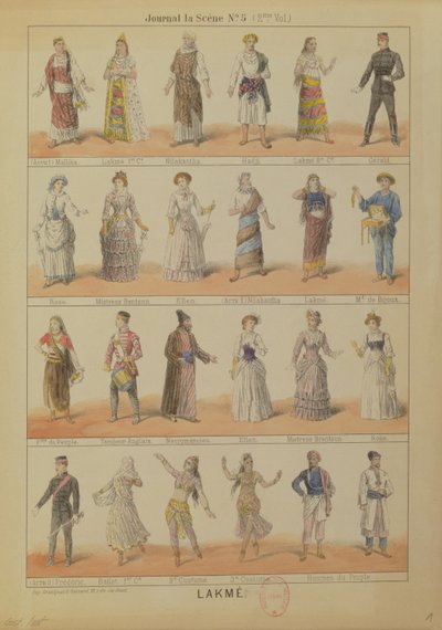 Cast van personages uit de opera Lakme door Leo Delibes (1861-91) door French School