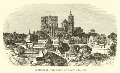 Kathedraal en stad Laon door French School