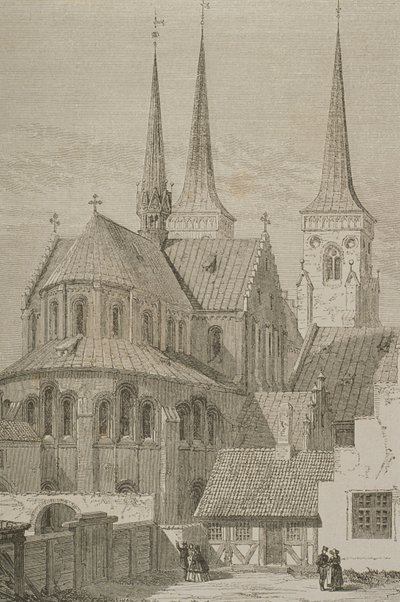 Kathedraal in de jaren 1850, Roskilde, Denemarken, uit Le Tour du Monde, gepubliceerd in Parijs, 1860s door French School