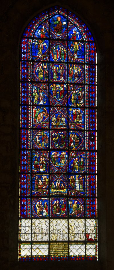 Kathedraal van Chartres, glas-in-lood: leven van Sint-Apollinaris en koor van engelen door French School